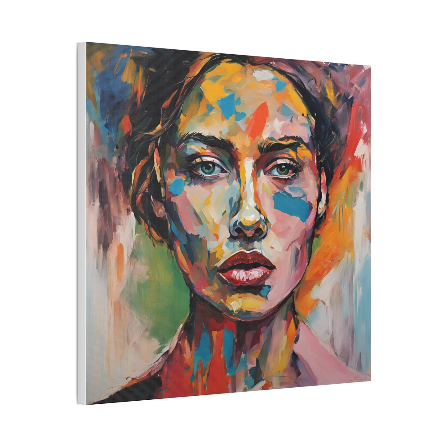 Vibrant Expressionism Canvas Art - Colorful Female Portrait