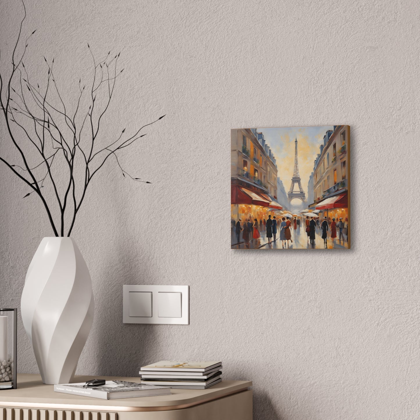 Parisian Scene Canvas Wall Art - Eiffel Tower Design