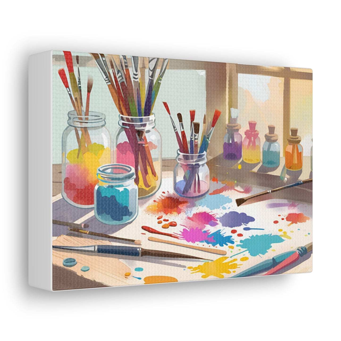 Artistic Canvas Gallery Wraps - Colorful Paint Palette Design for Creative Spaces