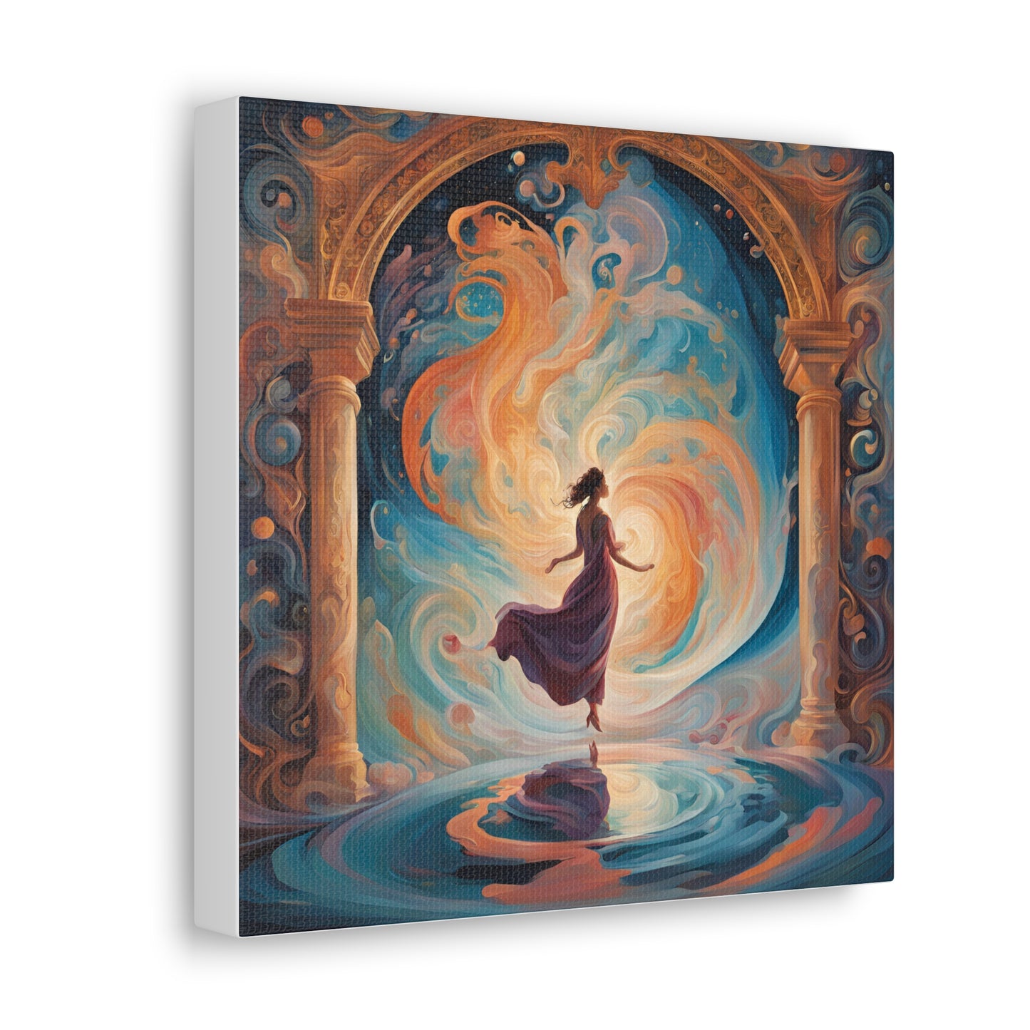 Whimsical Canvas Gallery Wrap - Dreamy Woman in Cosmic Swirl Art