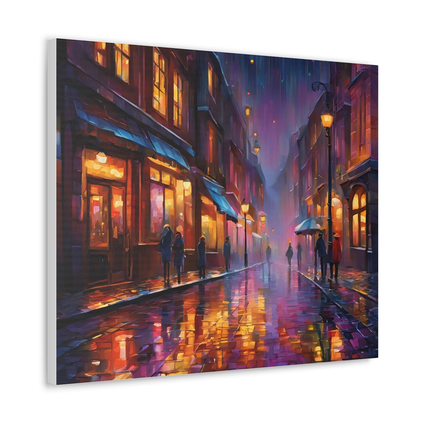 A Rainy Evening in the City Canvas Gallery Wraps - Urban Nightscape Art