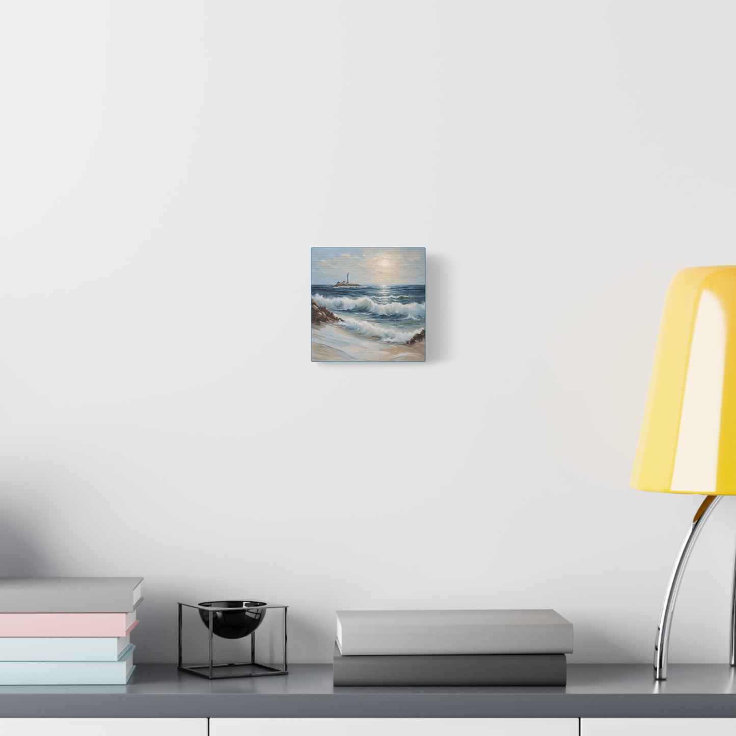 Ocean Waves Lighthouse Canvas Print – Coastal Home Decor for Serene Spaces