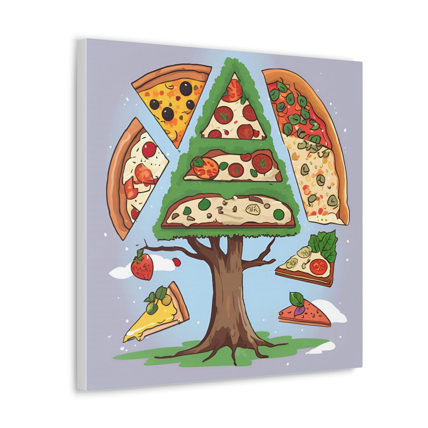 Pizza Tree Canvas Gallery Wrap - Whimsical Wall Art for Food Lovers