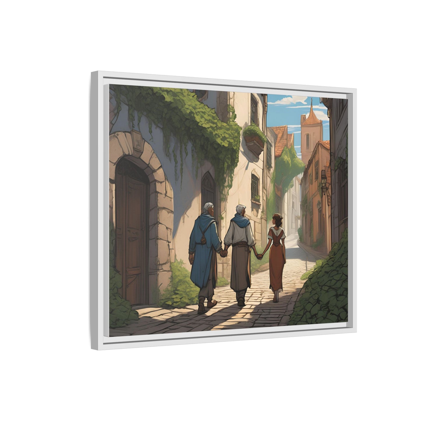 Charming Framed Matte Canvas Art - Whimsical Street Scene