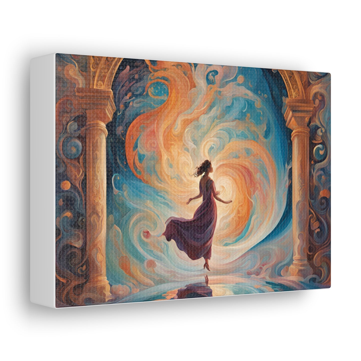 Whimsical Canvas Gallery Wrap - Dreamy Woman in Cosmic Swirl Art