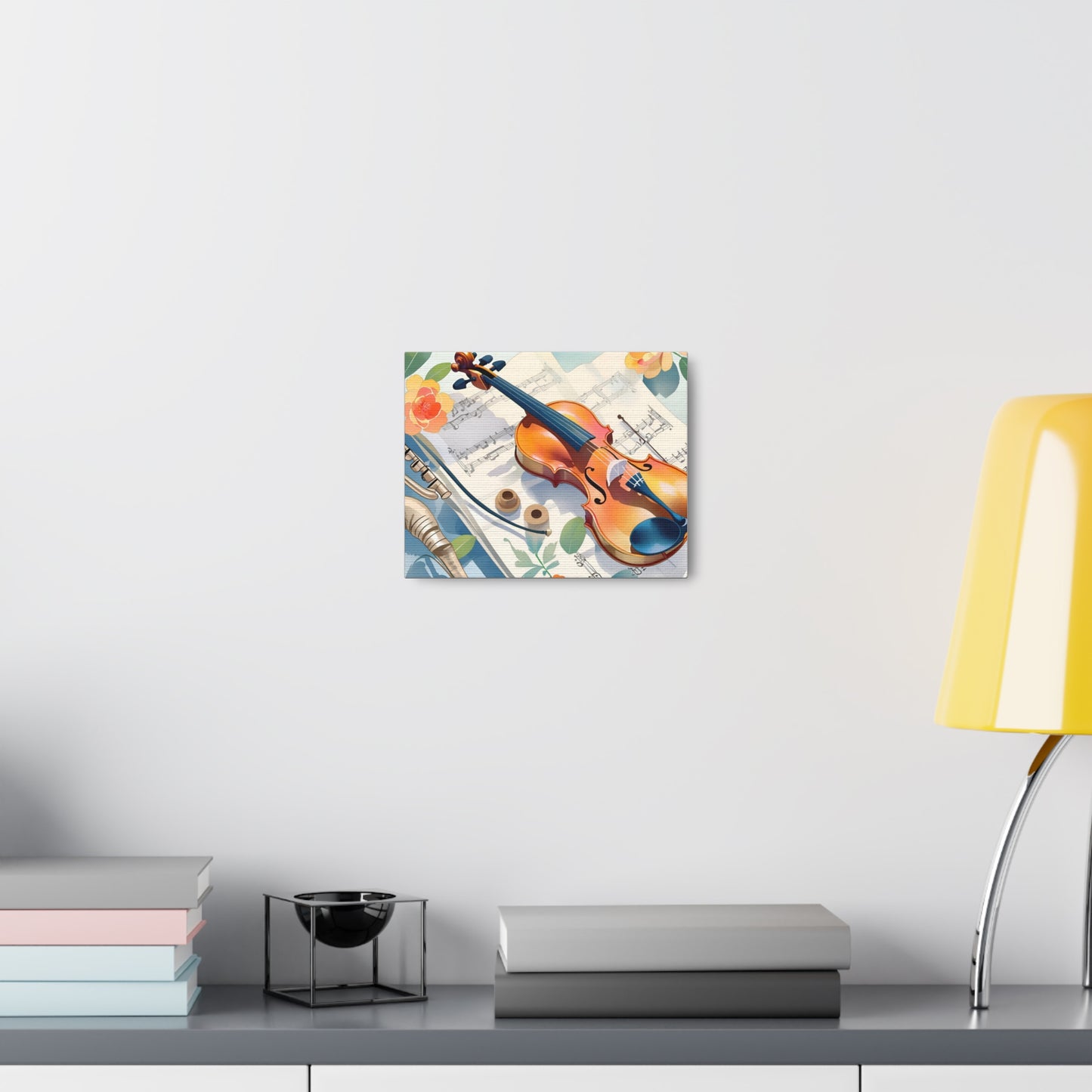 Musical Canvas Gallery Wraps | Colorful Violin and Sheet Music Art