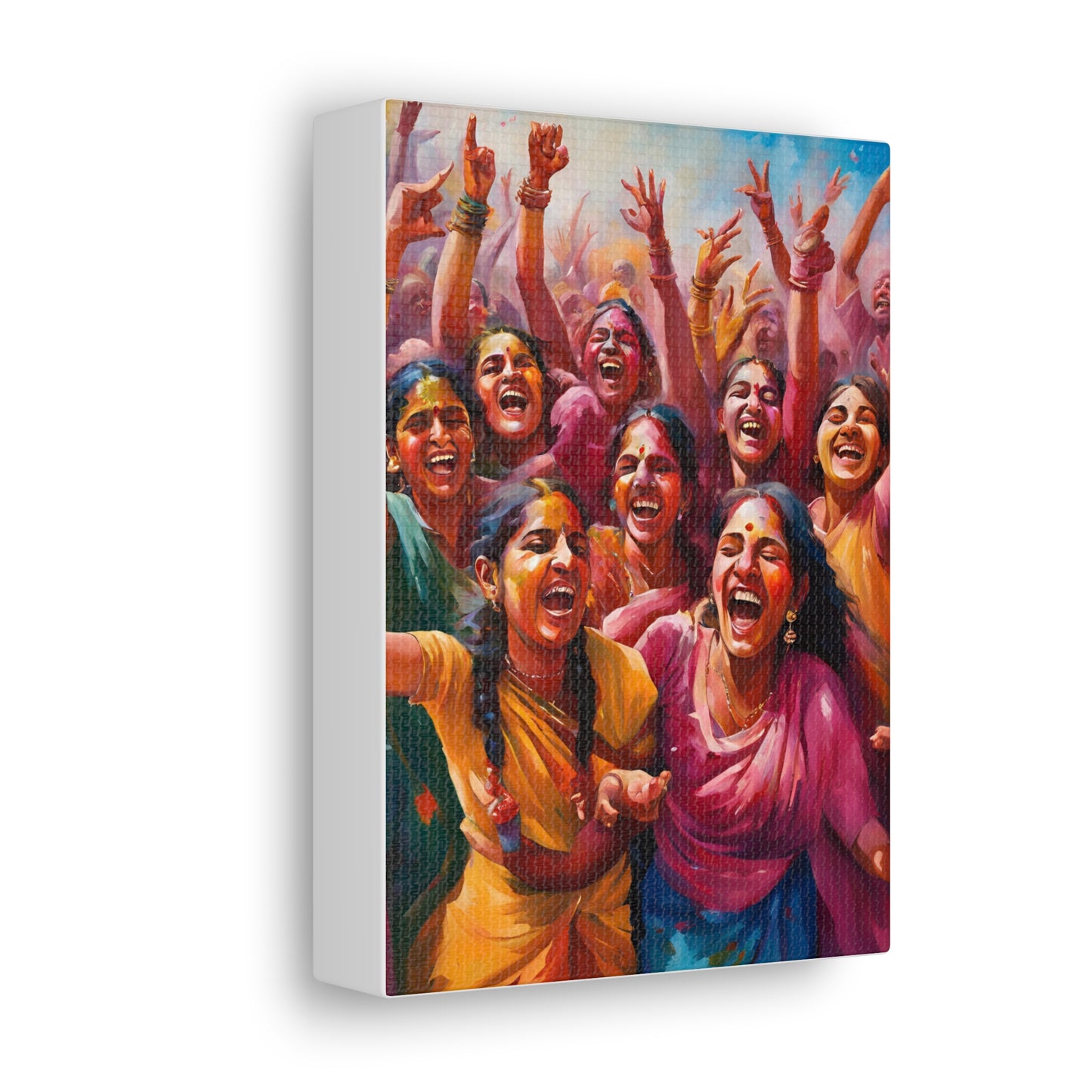 Vibrant Canvas Gallery Wrap - Joyful Celebration Holi Artwork