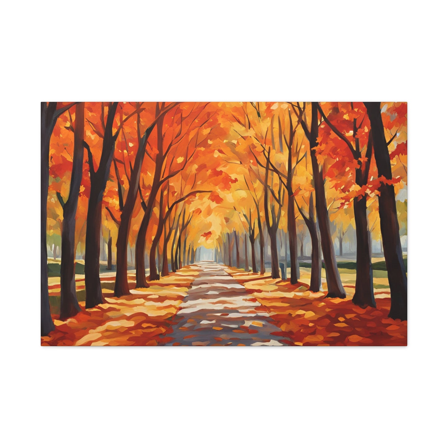 Canvas Wall Art - Autumn Path Canvas Gallery Wrap - Vibrant Fall Landscape Decor