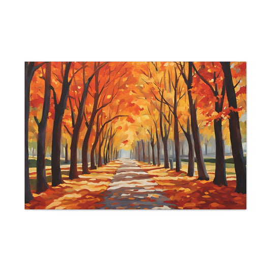 Canvas Wall Art - Autumn Path Canvas Gallery Wrap - Vibrant Fall Landscape Decor