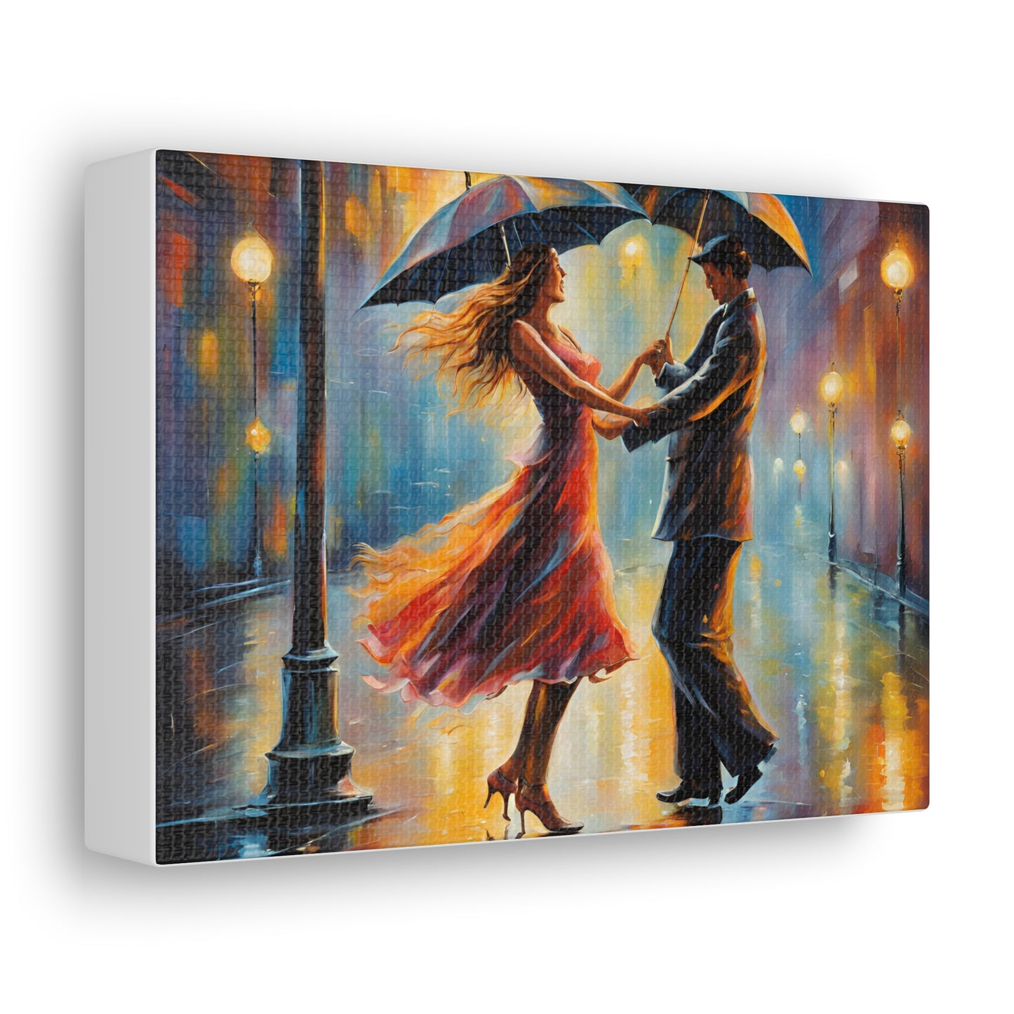 Romantic Rain A Couple Dancing in the Rain Canvas Gallery Wrap - Couples Wall Art