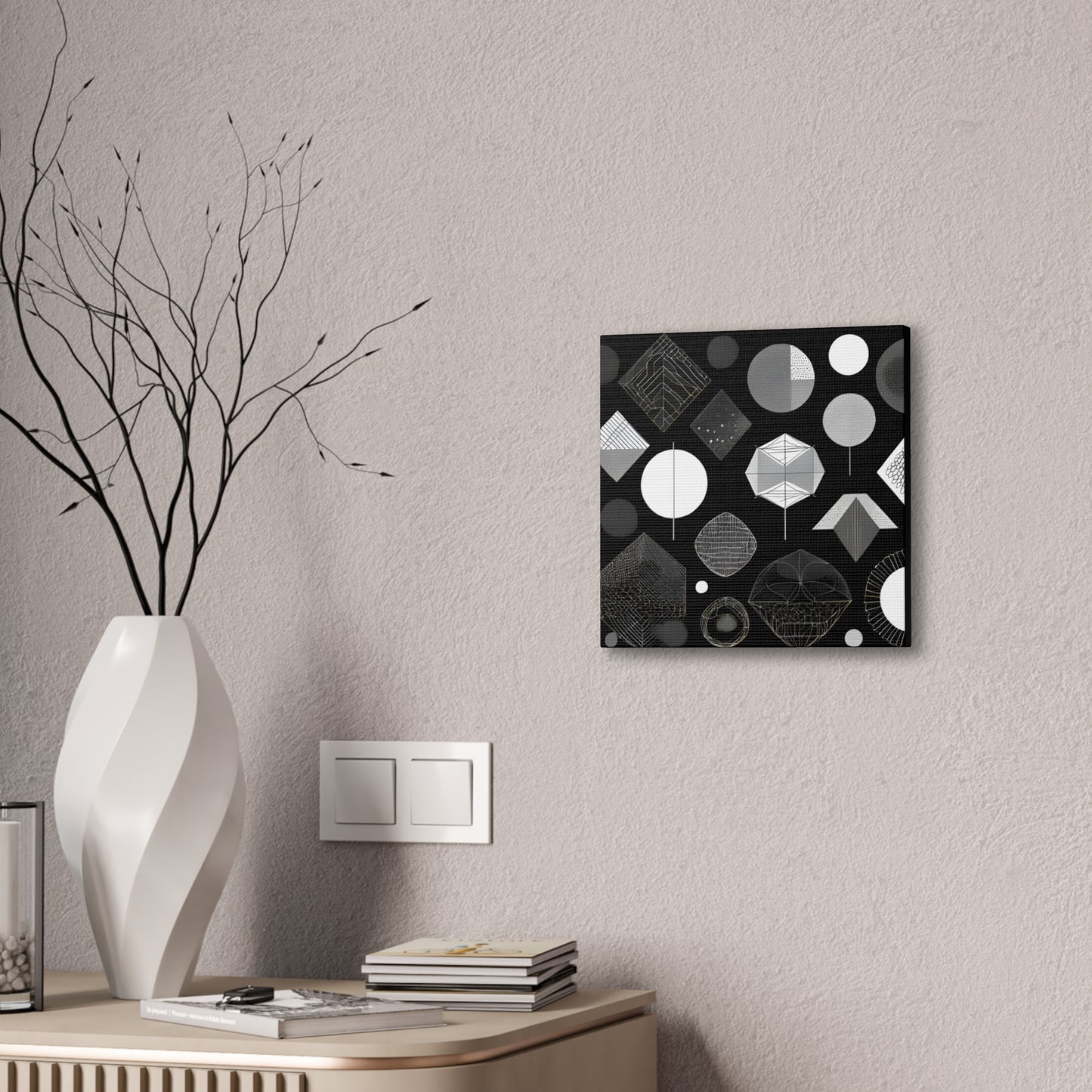 Modern Geometric Wall Art Canvas - Black and White Design for Home Decor Abstract Wall Art