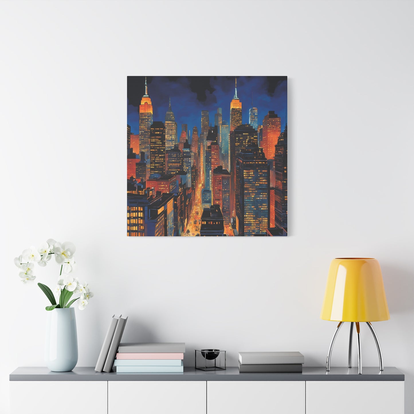 New York City Nightscape Matte Canvas Print – Stunning Skyline Art for Home & Office