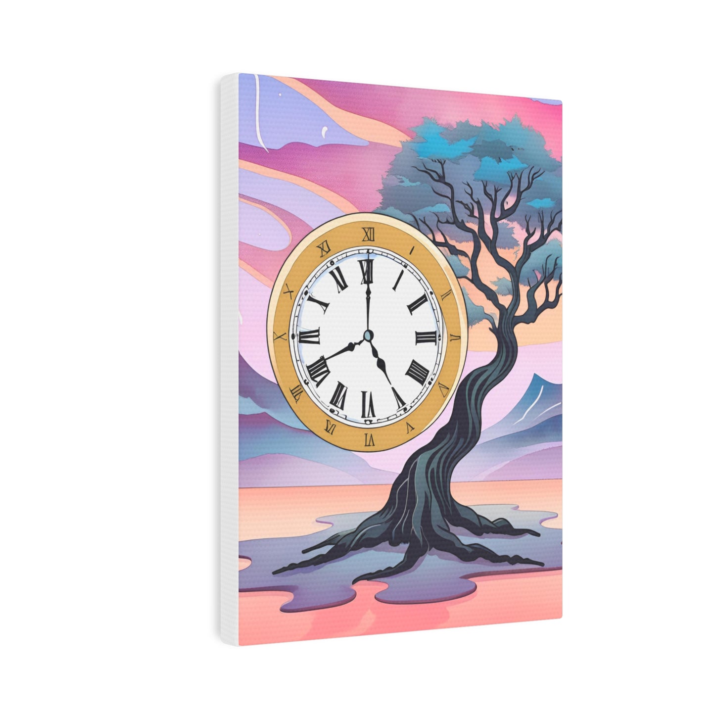 Wall Clock - Artistic Tree Canvas Photo Tile with Roman Numerals - Home Décor