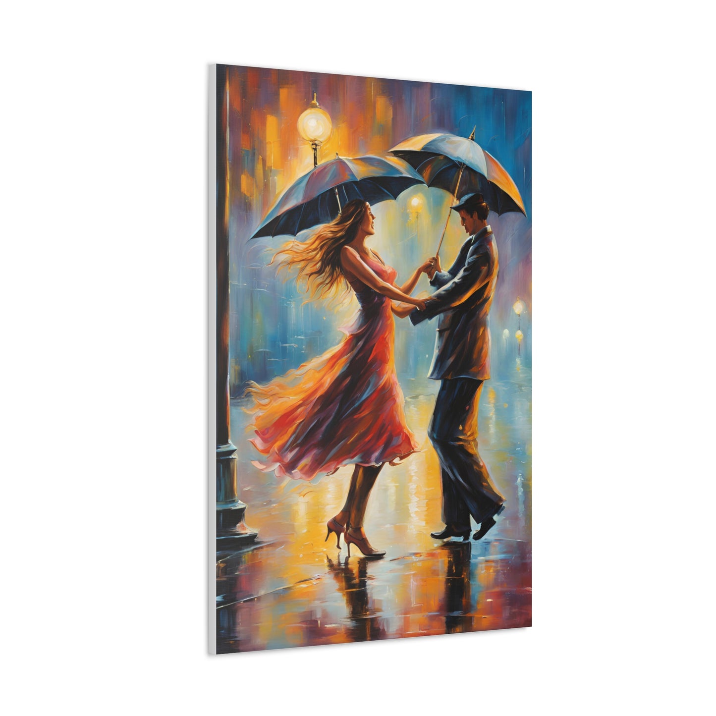 Romantic Rain A Couple Dancing in the Rain Canvas Gallery Wrap - Couples Wall Art