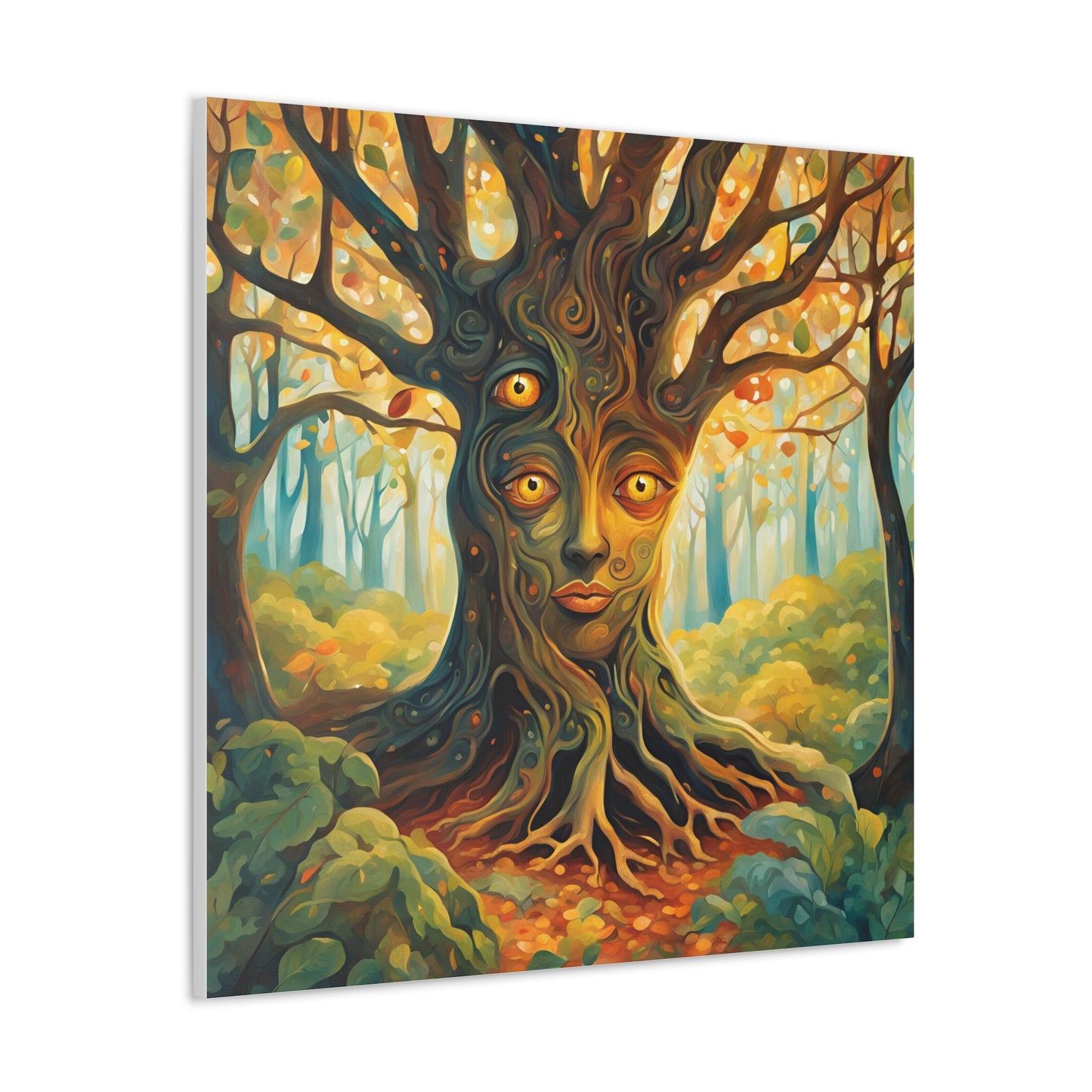 A mysterious tree with blinking eyes hidden in its bark - Nature-Inspired Wall Art for Home Decor