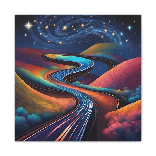 Vibrant Canvas Gallery Wrap - Abstract Roadway Landscape Art "A road twisting and folding into itself like a Möbius strip."