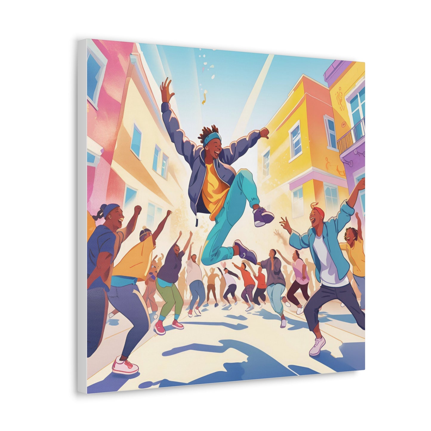 Vibrant Street Performer Celebration Canvas Gallery Wrap