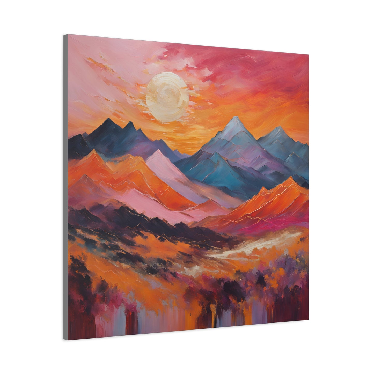 Mountain Sunset Canvas Art - Vibrant Landscape Wall Decor | Crafted Canvass