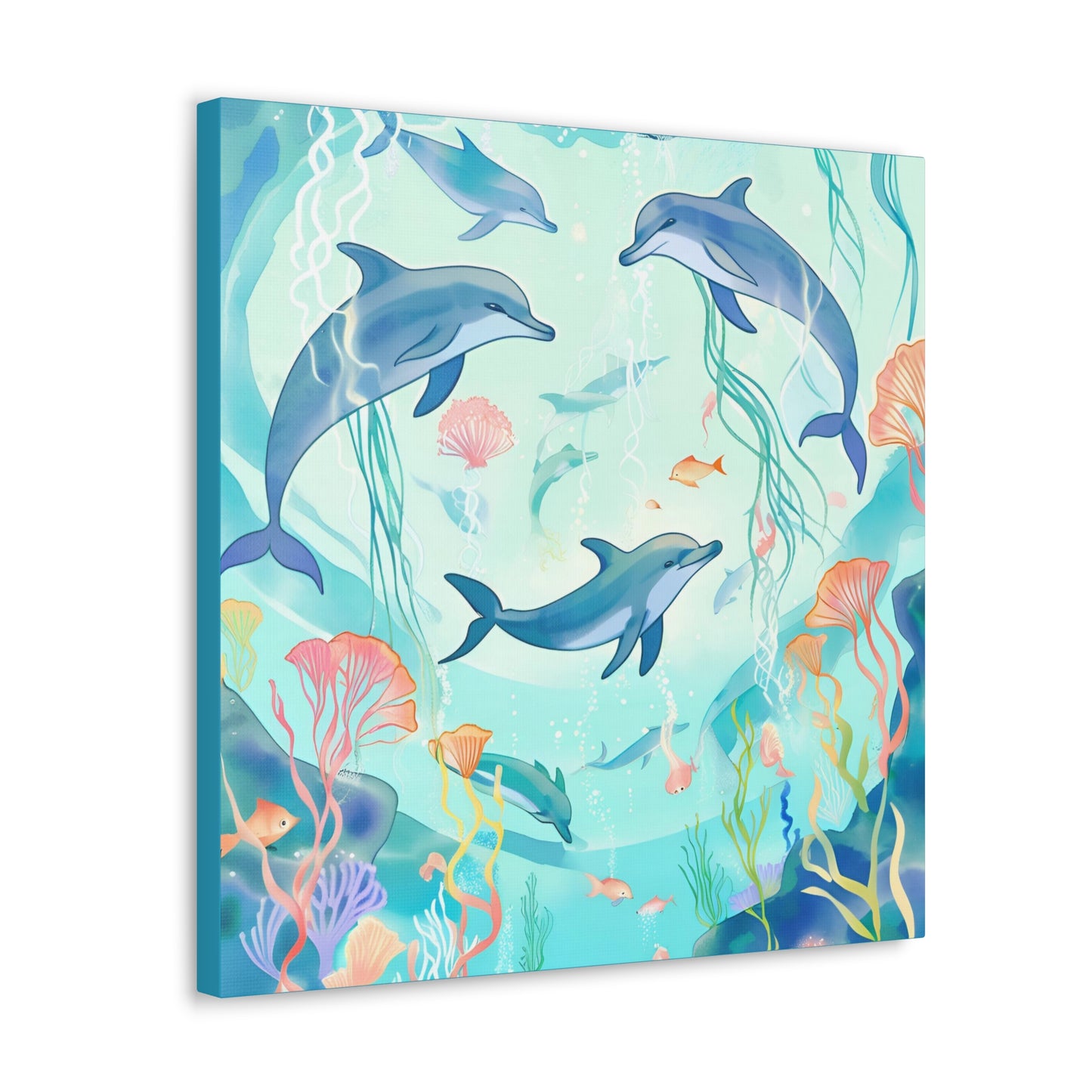 Dolphin Canvas Gallery Wrap - Ocean Art Decor for For Kids