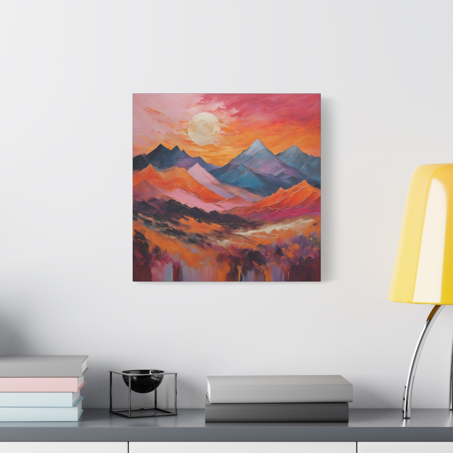 Mountain Sunset Canvas Art - Vibrant Landscape Wall Decor | Crafted Canvass