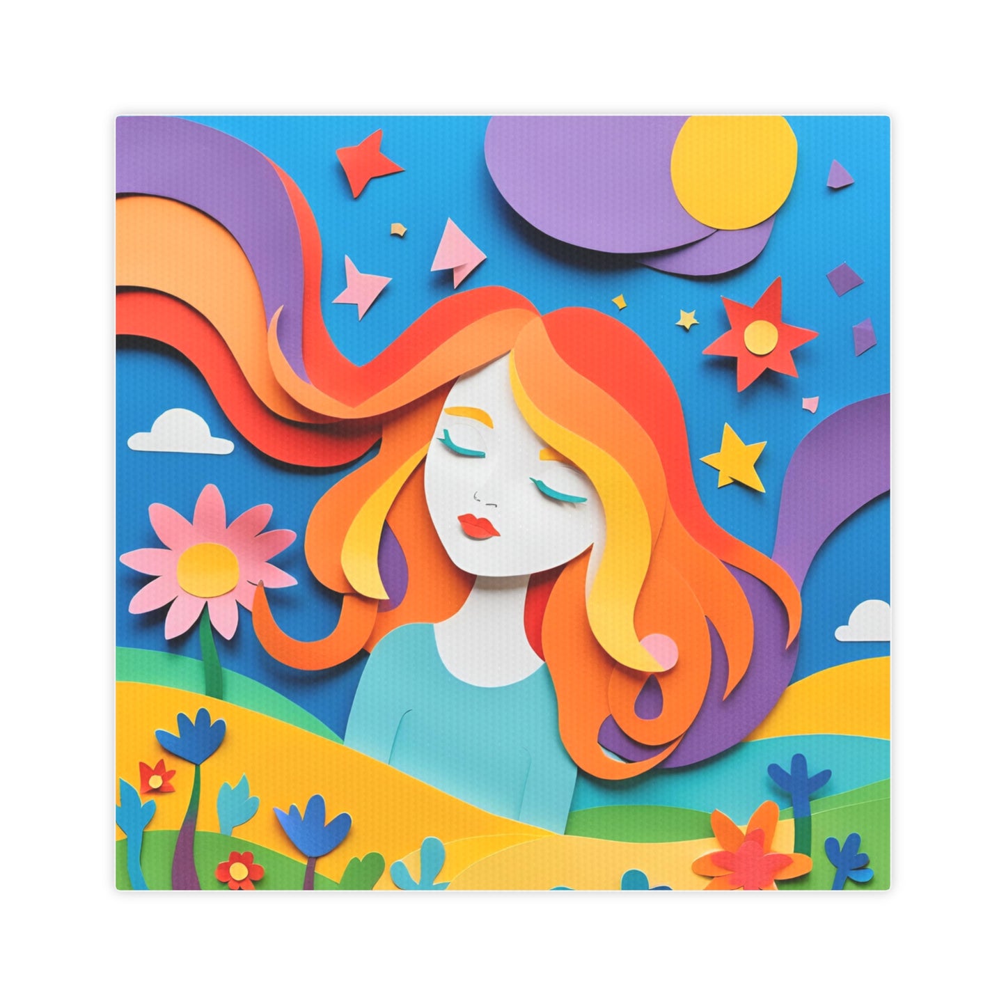 Colorful Canvas Photo Tile - Whimsical Floral Art