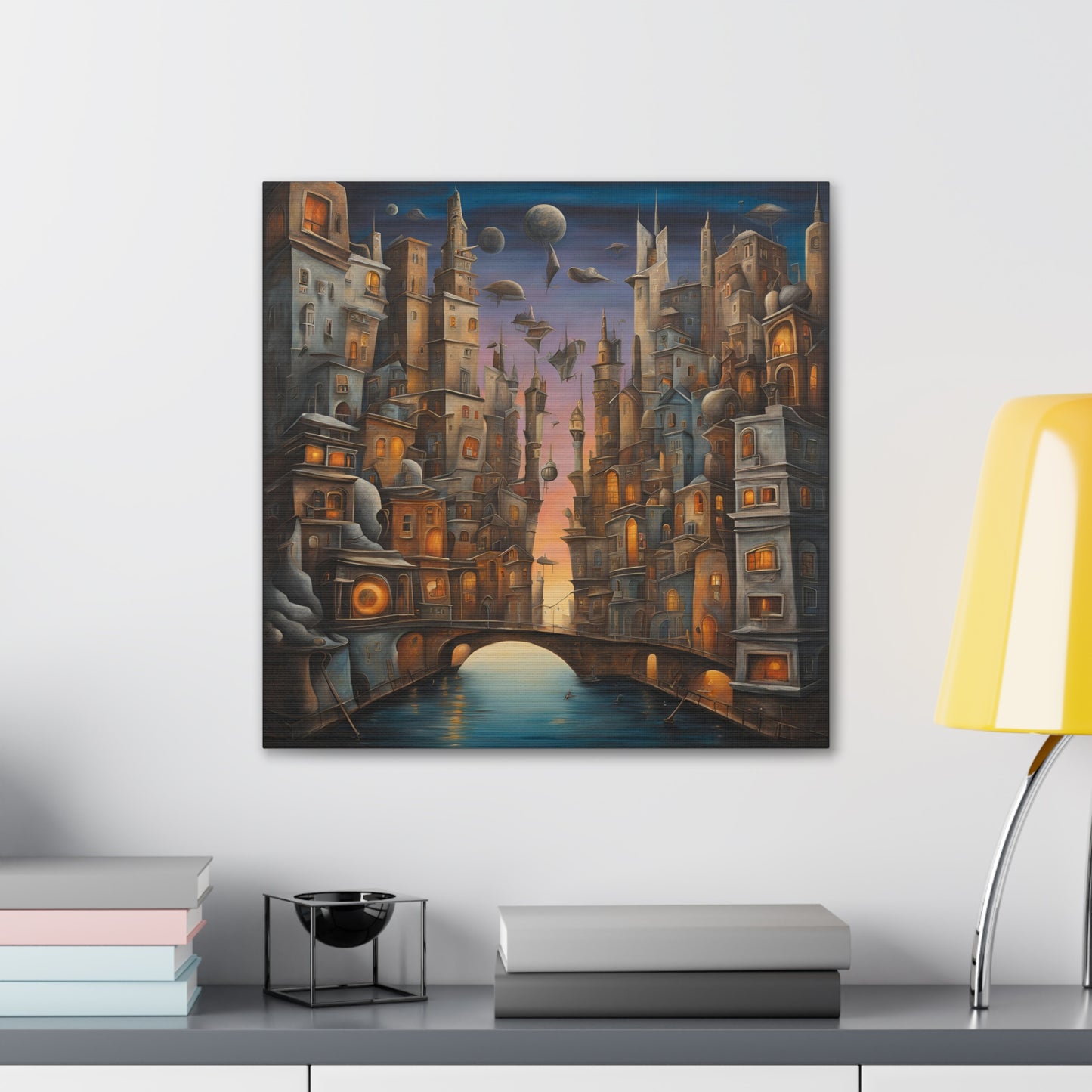 Dreamy Cityscape Canvas Gallery Wraps - Whimsical Wall Art for Home Decor