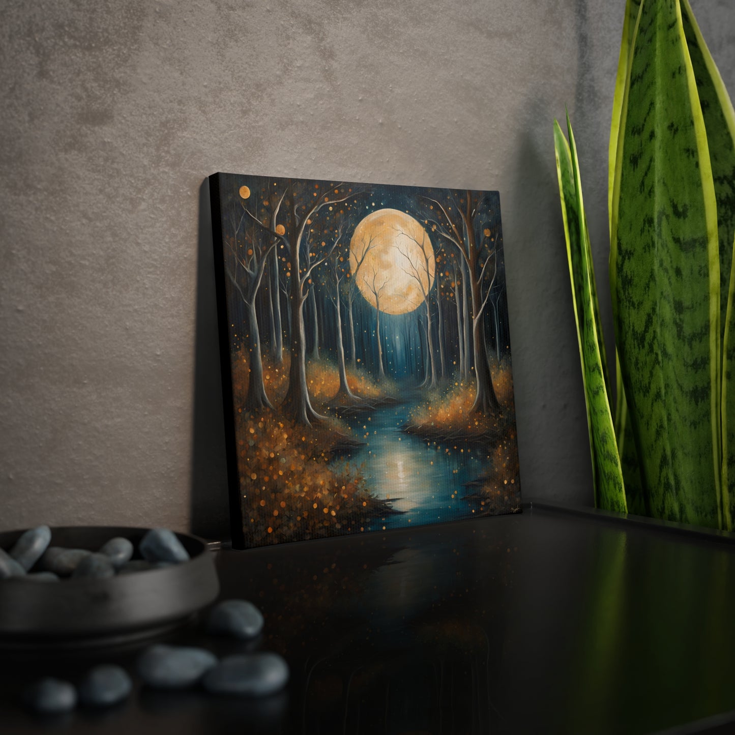 Moonlit Forest Canvas Photo Tile - Enchanting Nature Art for Home Decor