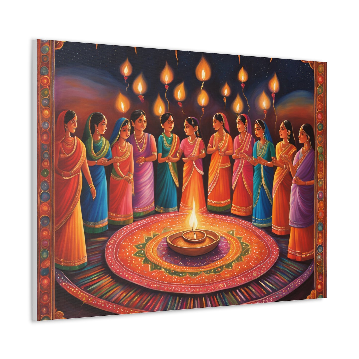 Diwali Celebration Canvas Gallery Wrap - Colorful Art of Tradition and Light