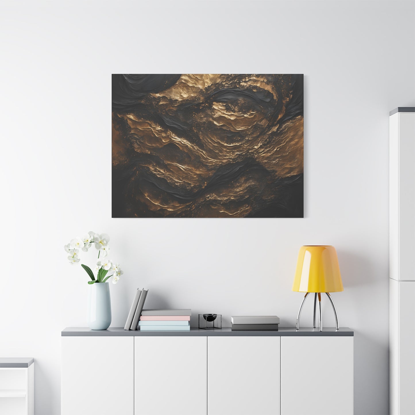 Abstract Gold Wave Canvas Art | Modern Home Decor