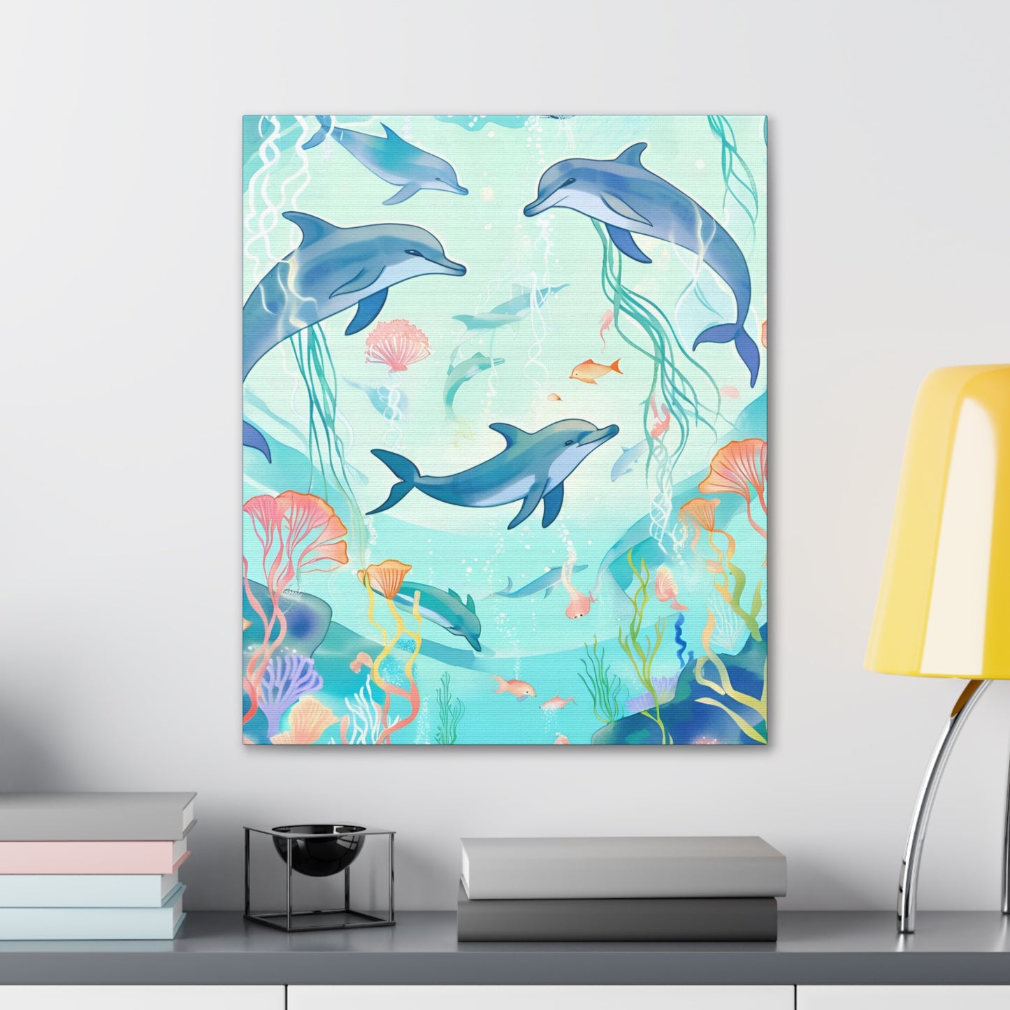 Dolphin Canvas Gallery Wrap - Ocean Art Decor for For Kids