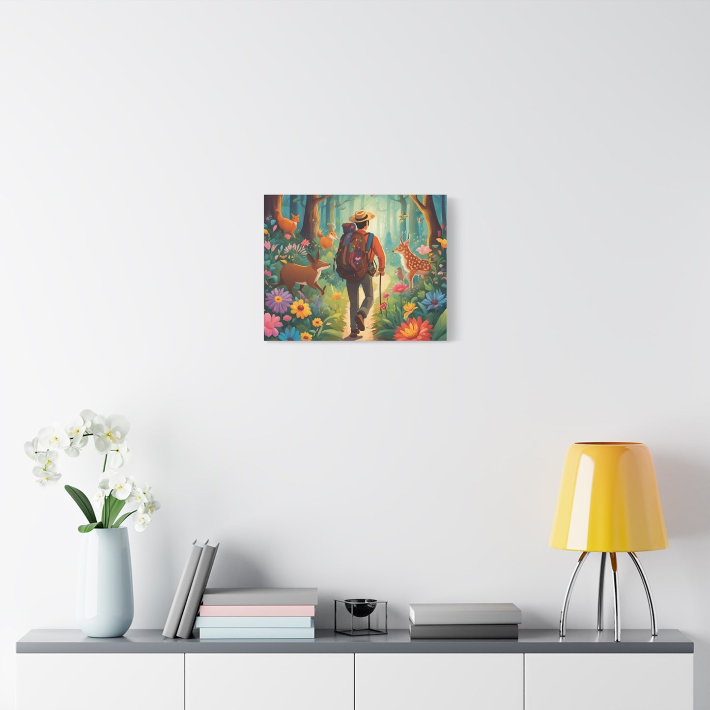 Nature Adventure Stretched Canvas Art - Whimsical Forest Scene