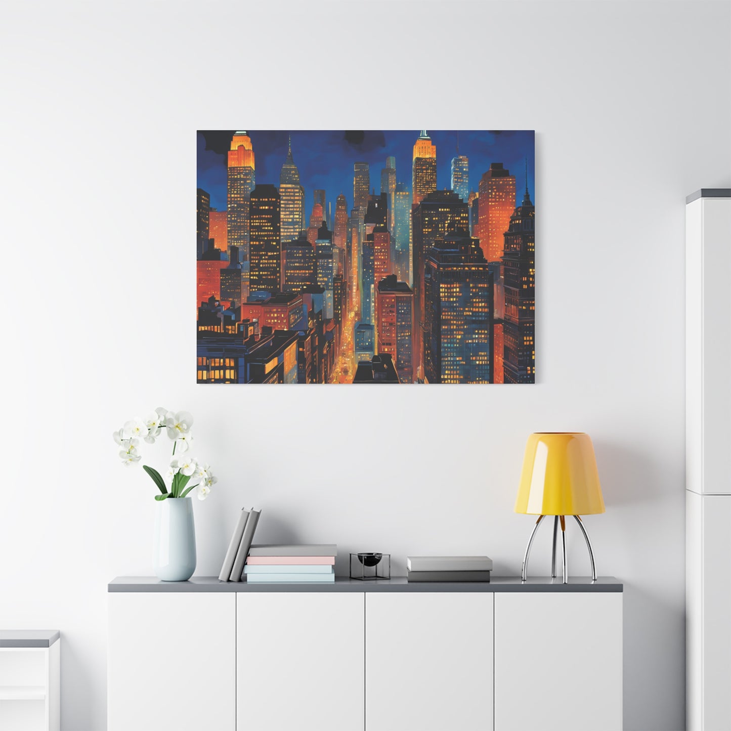 New York City Nightscape Matte Canvas Print – Stunning Skyline Art for Home & Office