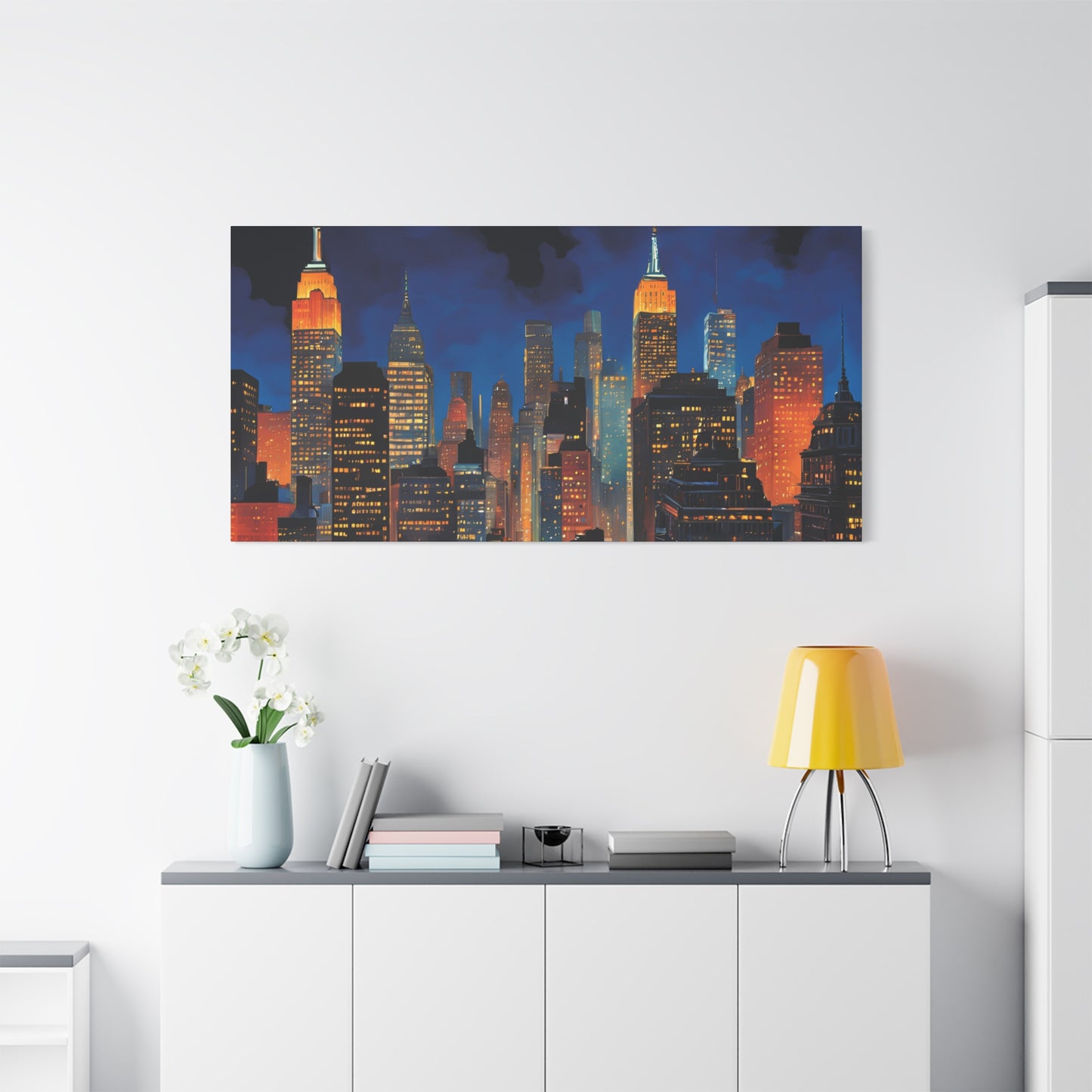 New York City Nightscape Matte Canvas Print – Stunning Skyline Art for Home & Office