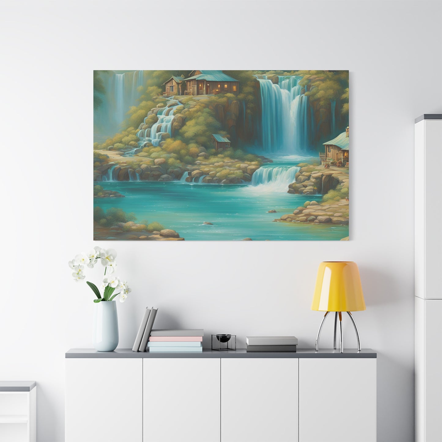 Serene Waterfall Canvas Art – Tranquil Nature Wall Decor for Home