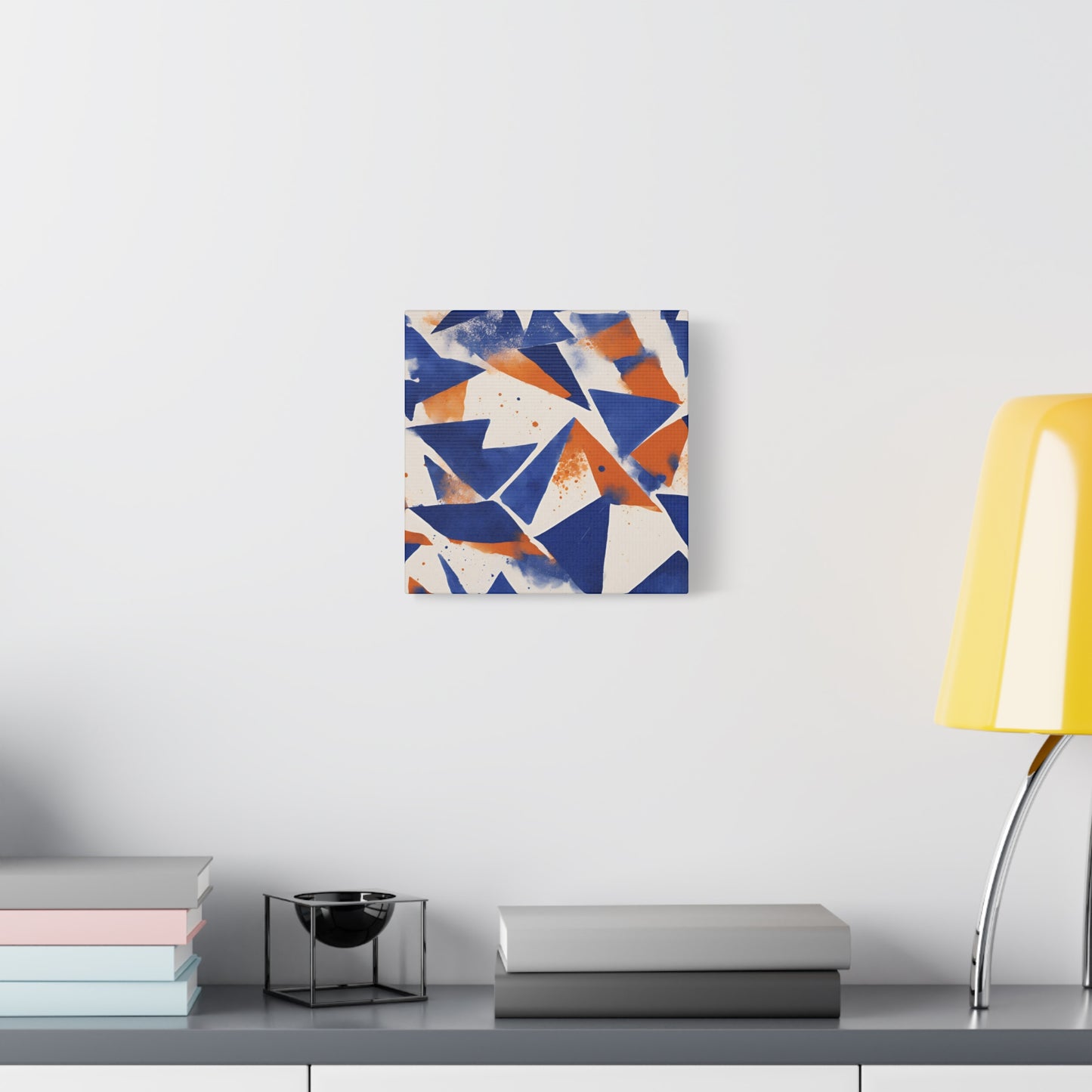 Geometric Art Canvas - Modern Blue and Orange Abstract Wall Decor for Contemporary Spaces