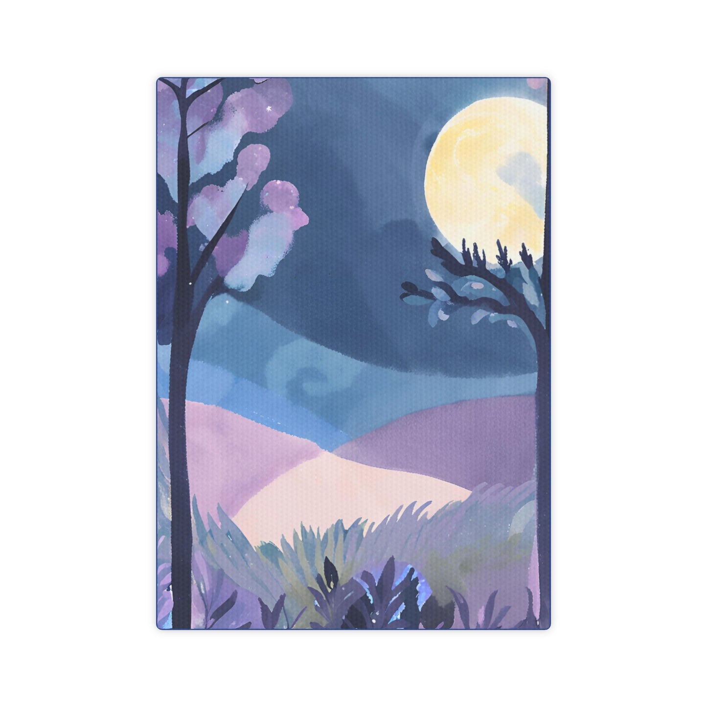 Serene Moonlit Landscape Canvas Photo Tile - Home Decor Art for Nature Lovers