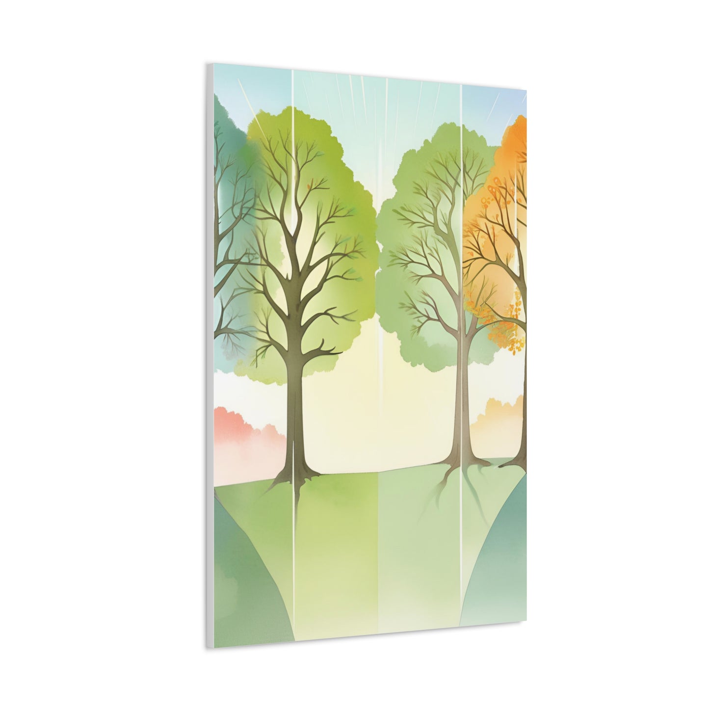 Nature-Inspired Canvas Gallery Wraps - Four Seasons Tree Art for Kids Room