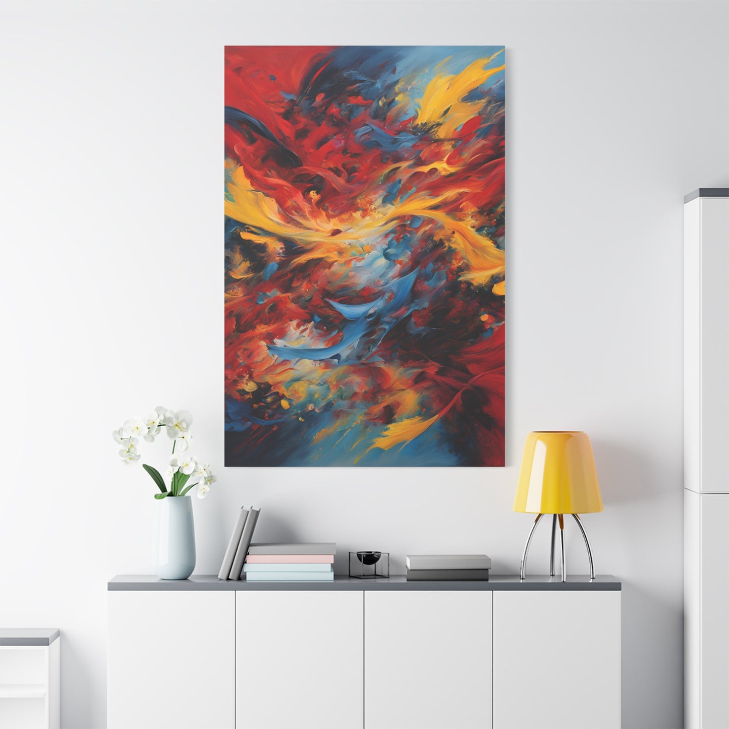 Vibrant Abstract Canvas Wall Art - Colorful Flame Design