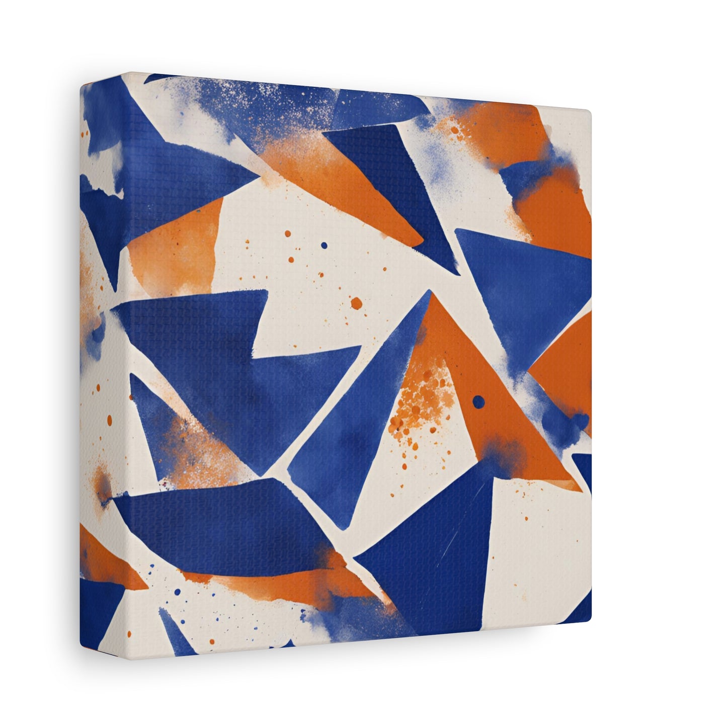 Geometric Art Canvas - Modern Blue and Orange Abstract Wall Decor for Contemporary Spaces