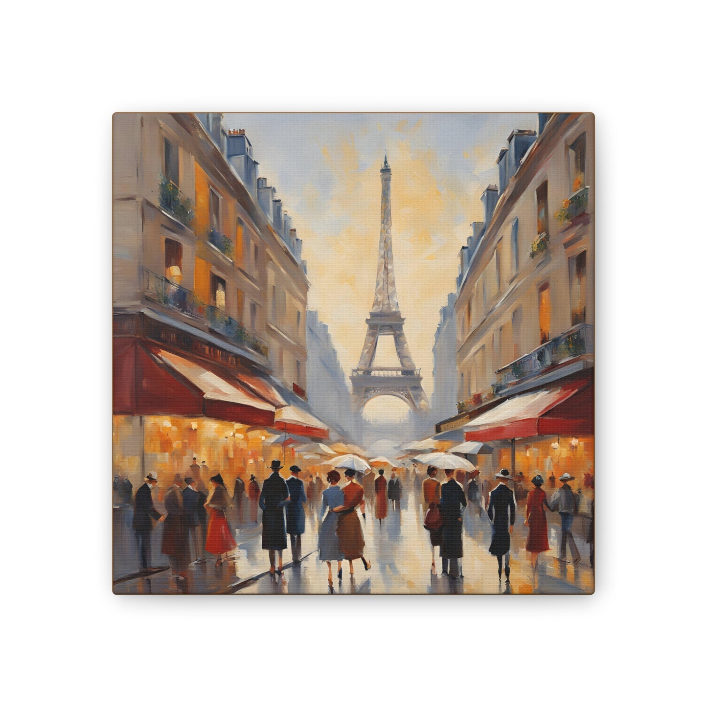 Parisian Scene Canvas Wall Art - Eiffel Tower Design