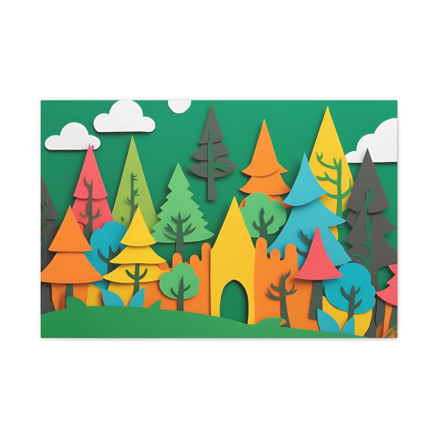 Vibrant Forest Castle Canvas Art