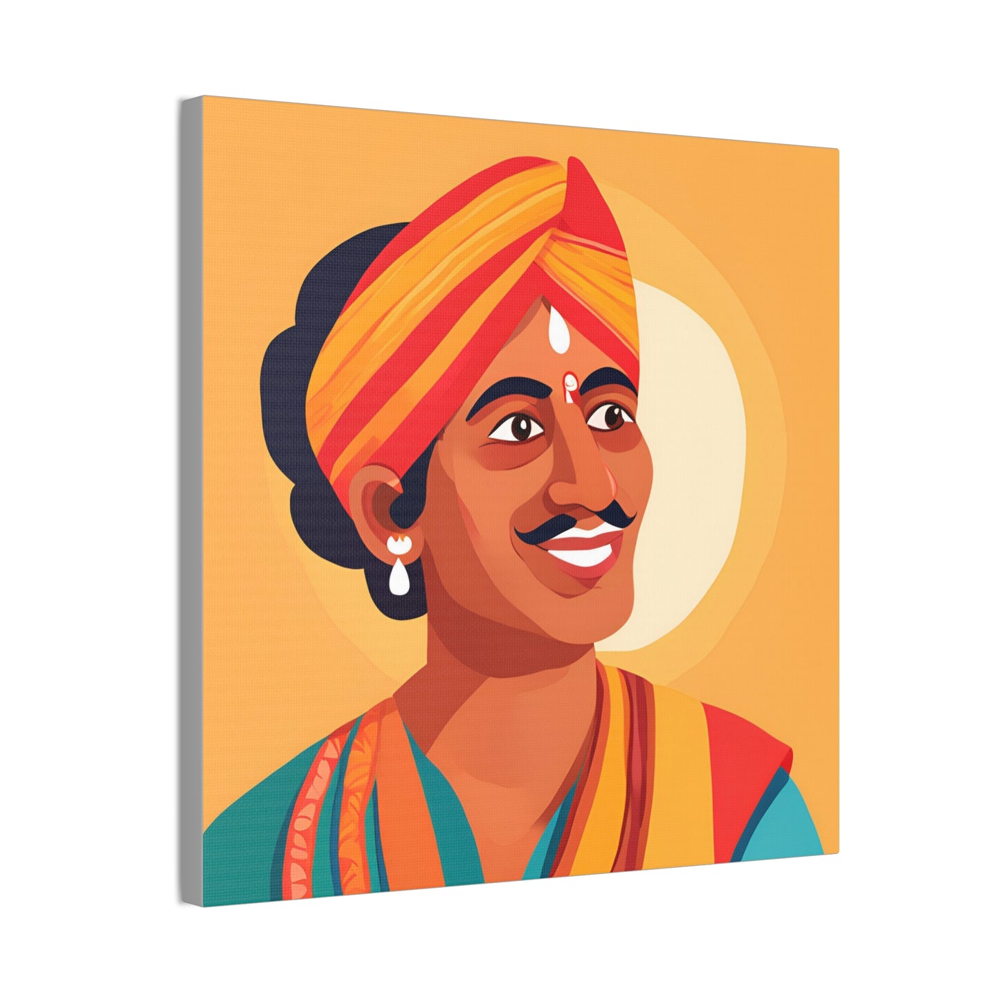 Vibrant Canvas Art Print - Traditional Indian Portrait