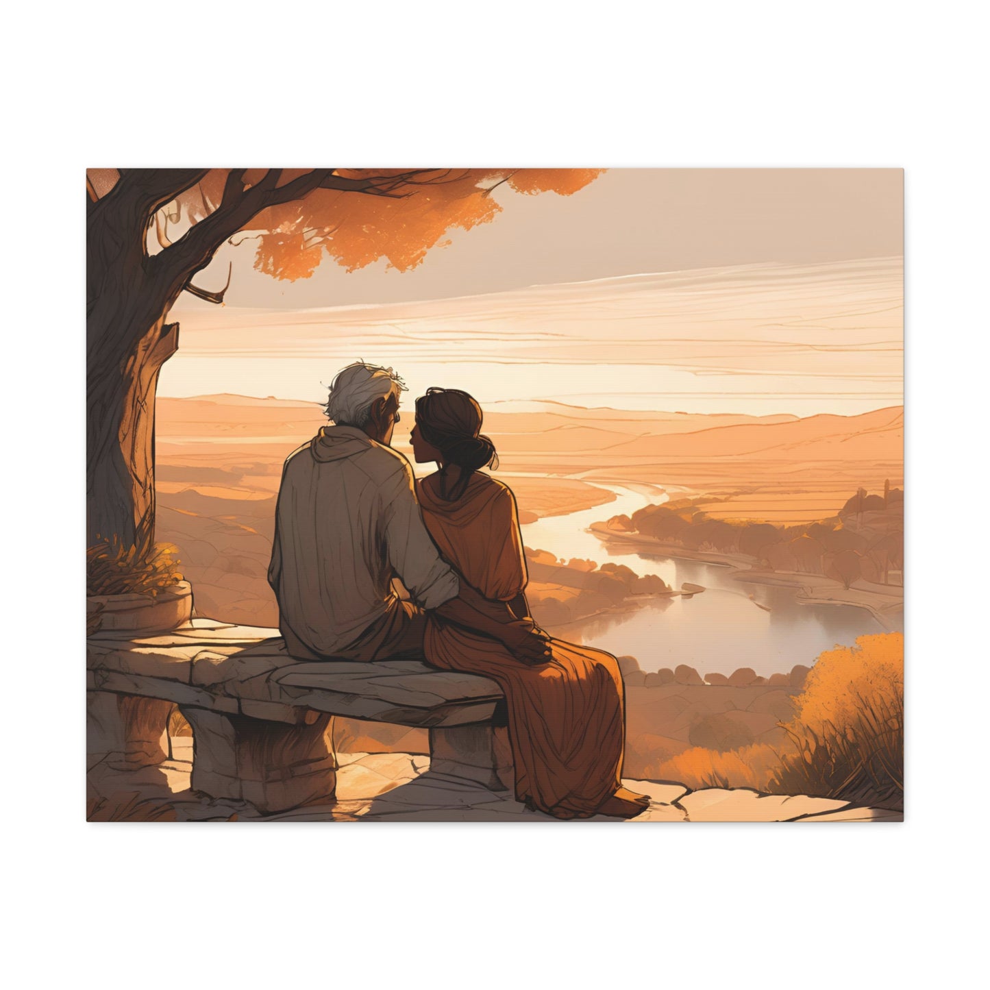 Romantic Canvas Gallery Wrap - Sunset Couple Wall Art