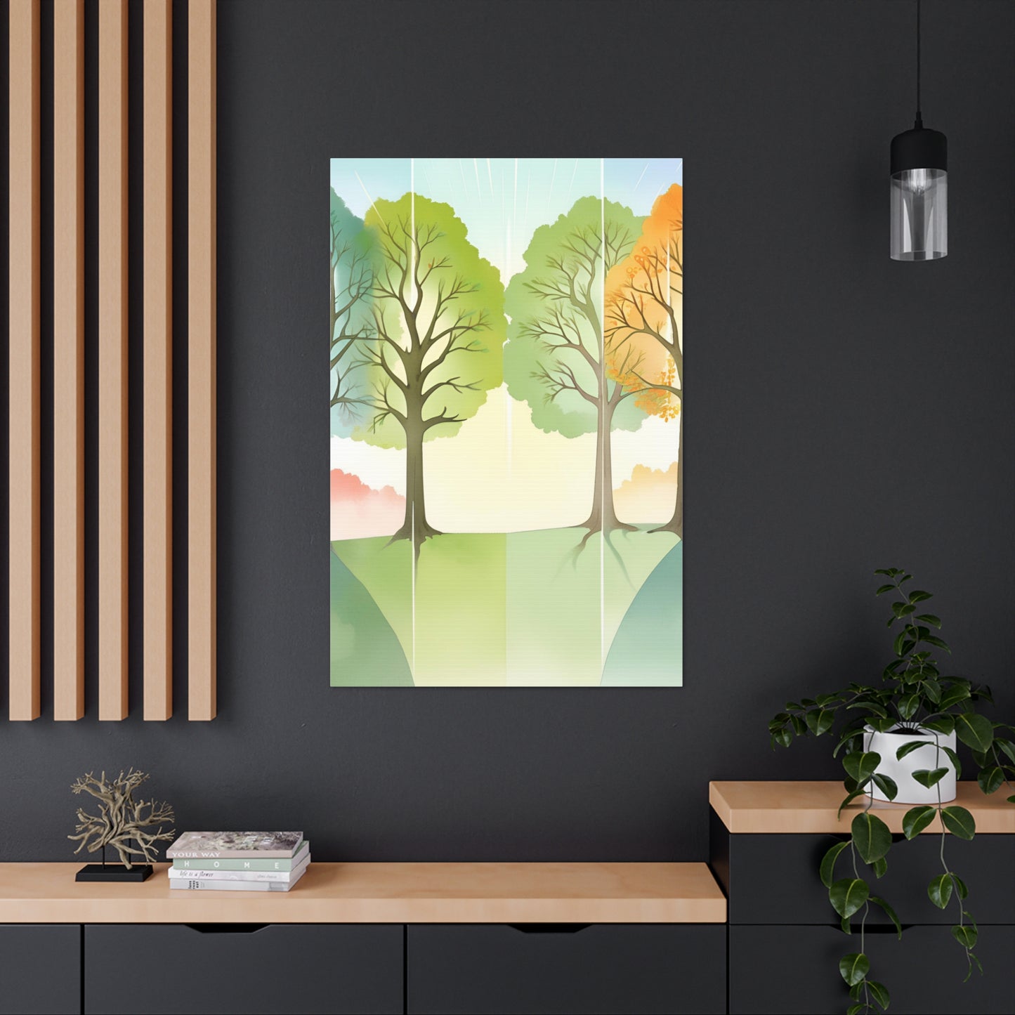 Nature-Inspired Canvas Gallery Wraps - Four Seasons Tree Art for Kids Room