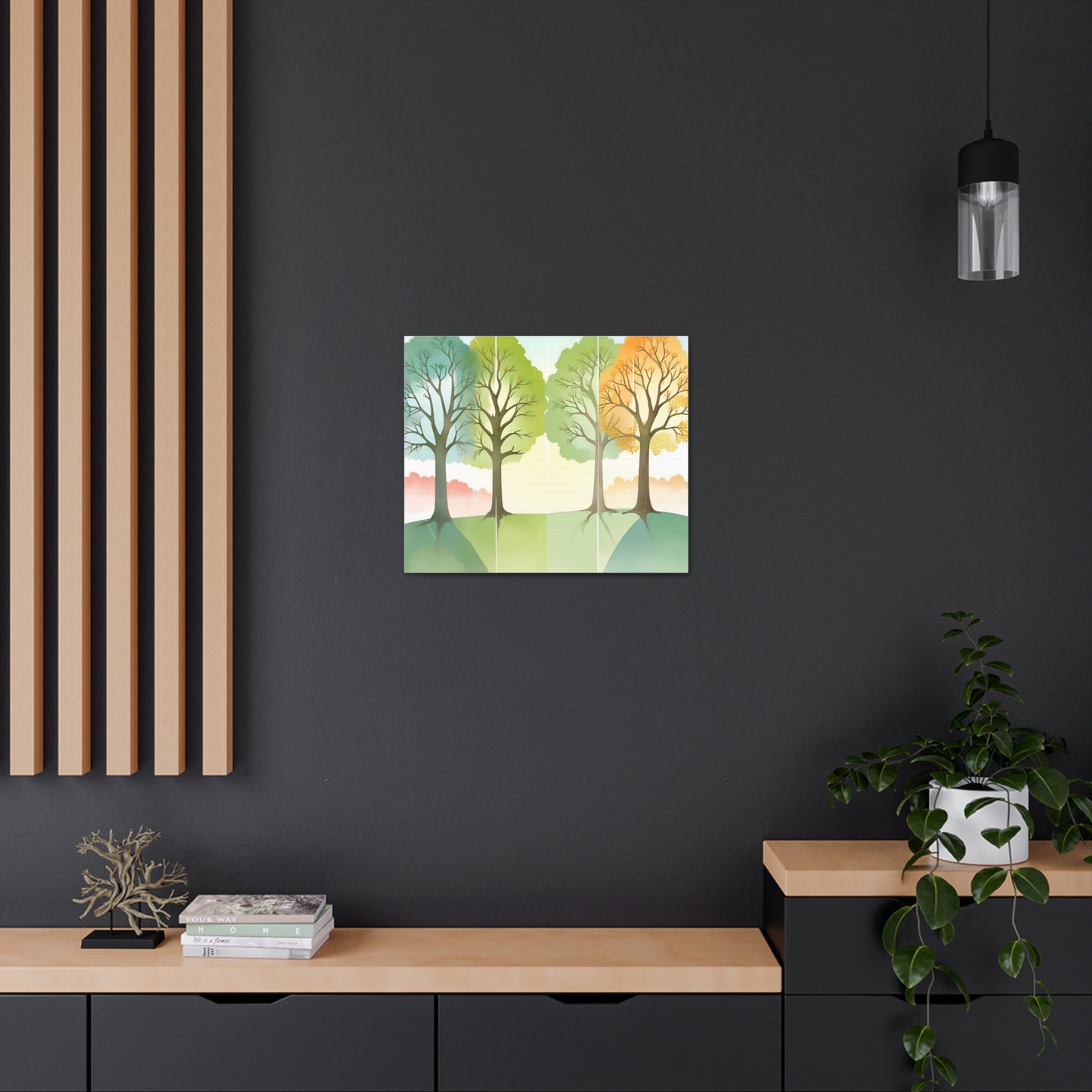 Nature-Inspired Canvas Gallery Wraps - Four Seasons Tree Art for Kids Room