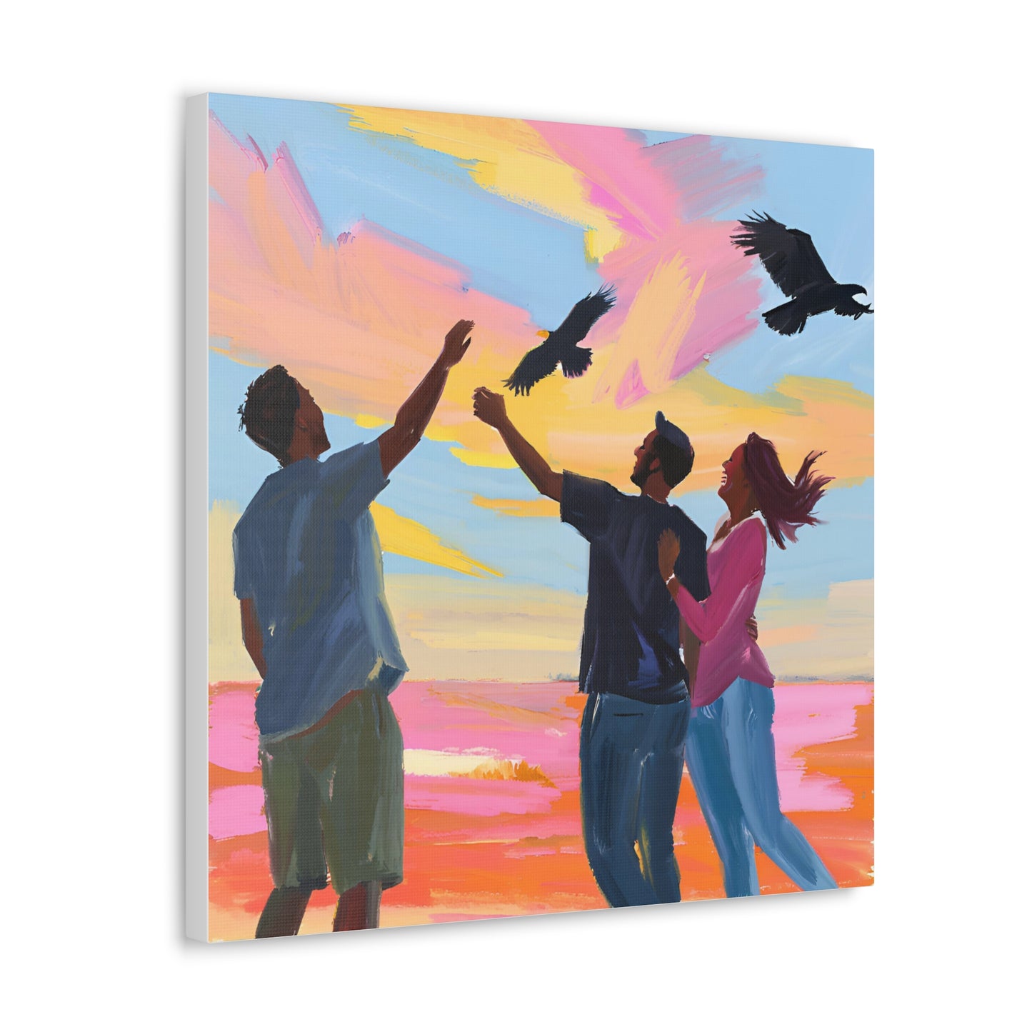 Colorful Canvas Gallery Wraps - Family Bonding & Freedom Art Joyful