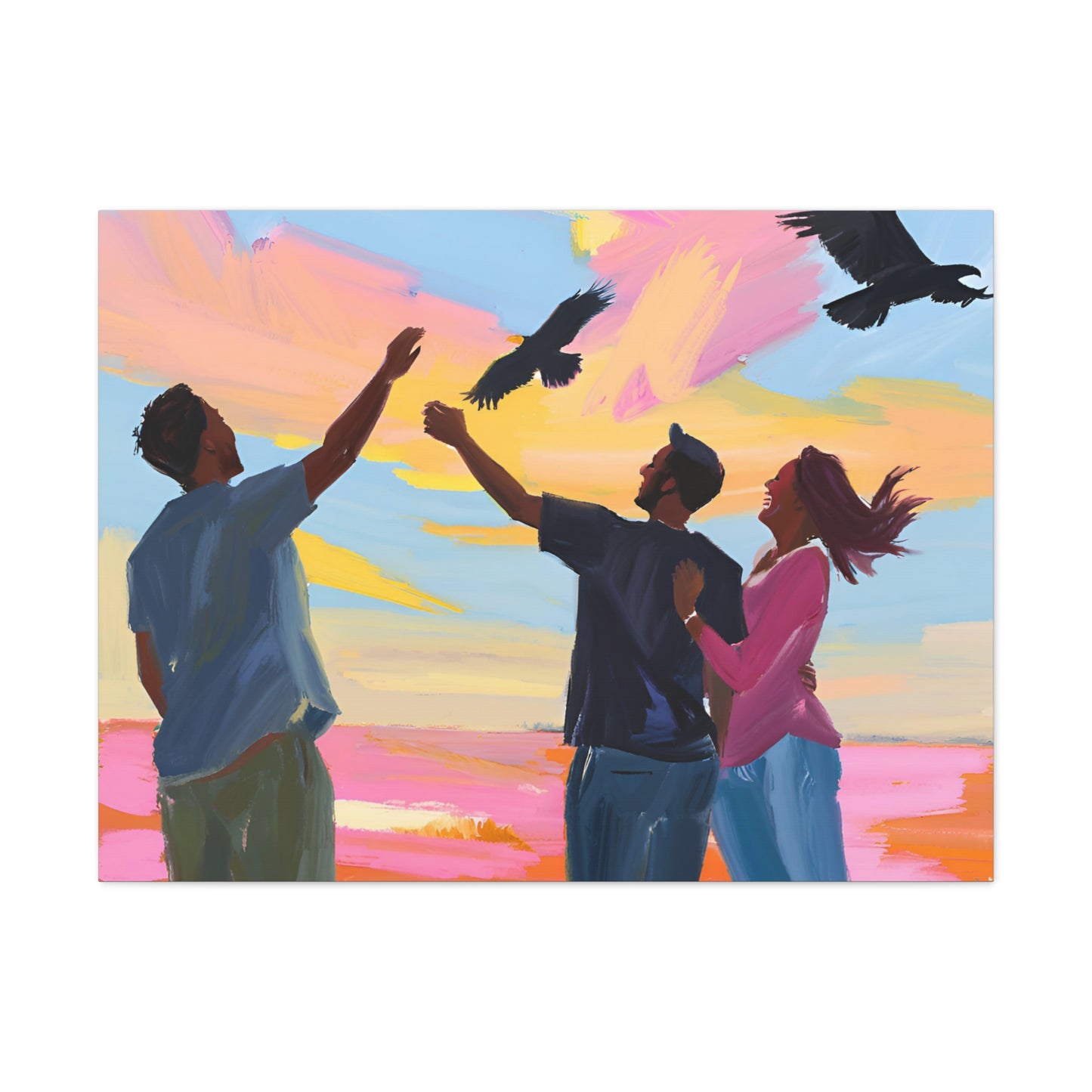 Colorful Canvas Gallery Wraps - Family Bonding & Freedom Art Joyful