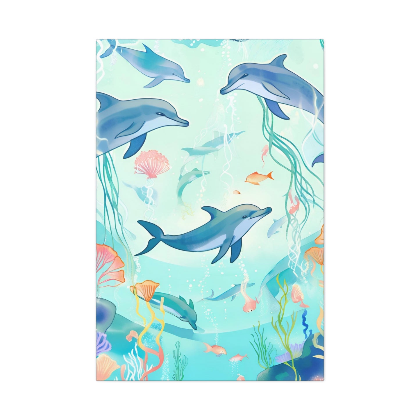 Dolphin Canvas Gallery Wrap - Ocean Art Decor for For Kids