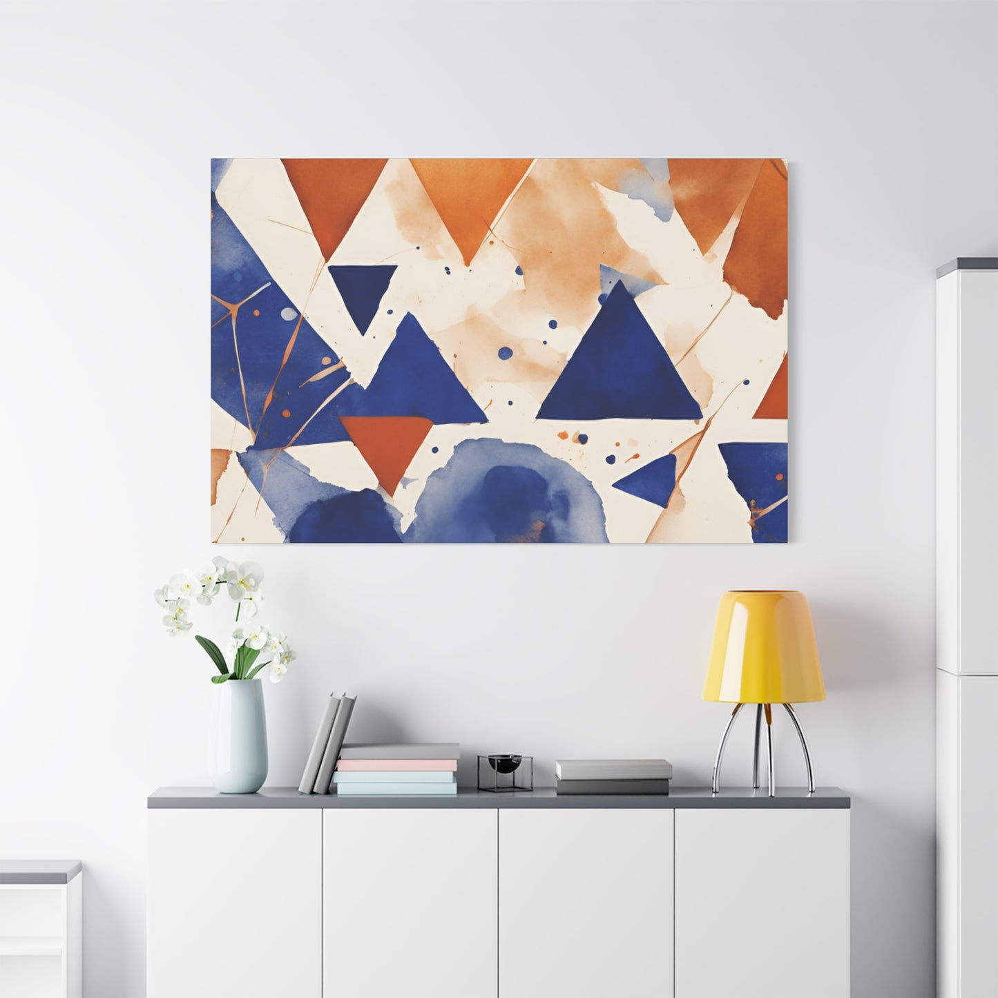 Geometric Art Canvas - Modern Blue and Orange Abstract Wall Decor for Contemporary Spaces