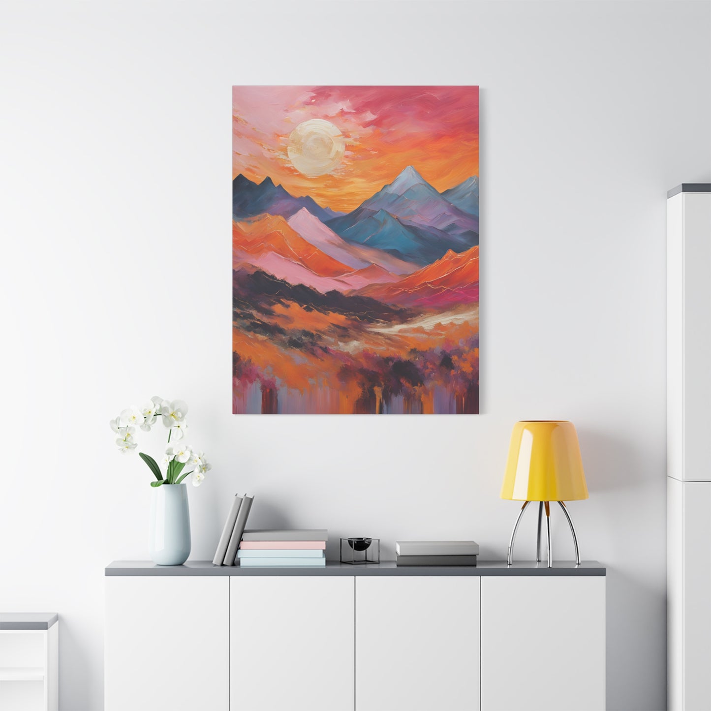 Mountain Sunset Canvas Art - Vibrant Landscape Wall Decor | Crafted Canvass